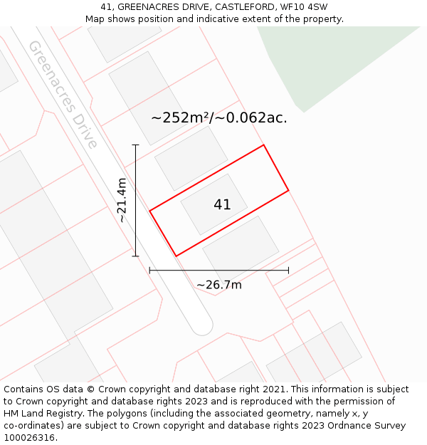 41, GREENACRES DRIVE, CASTLEFORD, WF10 4SW: Plot and title map