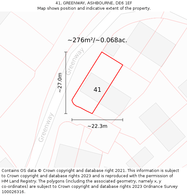 41, GREENWAY, ASHBOURNE, DE6 1EF: Plot and title map