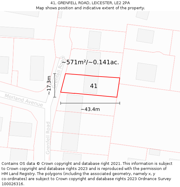 41, GRENFELL ROAD, LEICESTER, LE2 2PA: Plot and title map