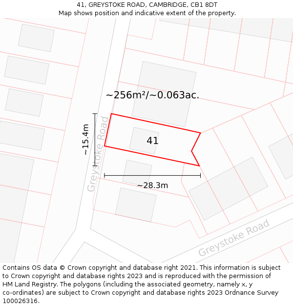 41, GREYSTOKE ROAD, CAMBRIDGE, CB1 8DT: Plot and title map