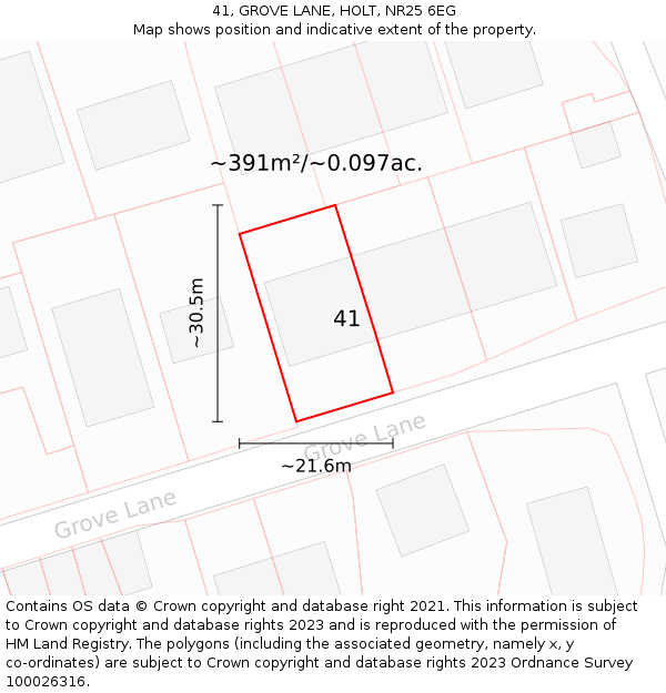 41, GROVE LANE, HOLT, NR25 6EG: Plot and title map