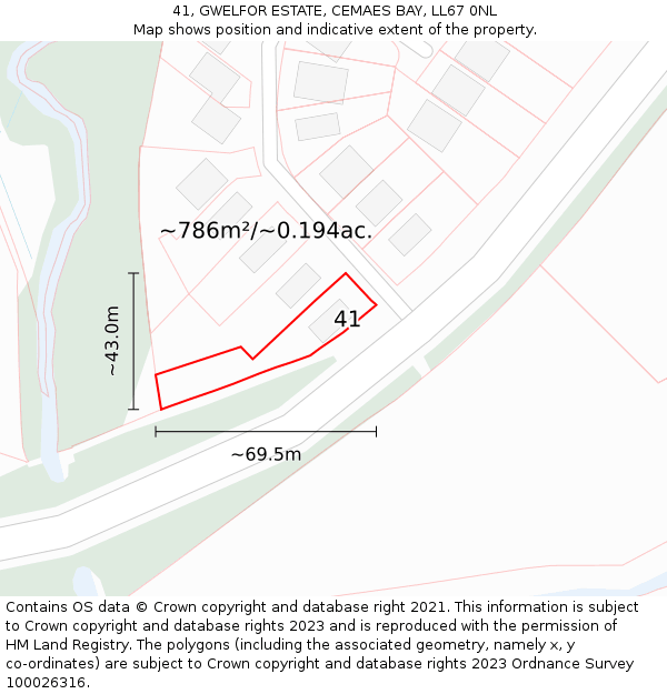 41, GWELFOR ESTATE, CEMAES BAY, LL67 0NL: Plot and title map