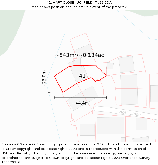 41, HART CLOSE, UCKFIELD, TN22 2DA: Plot and title map