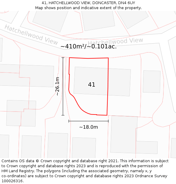 41, HATCHELLWOOD VIEW, DONCASTER, DN4 6UY: Plot and title map