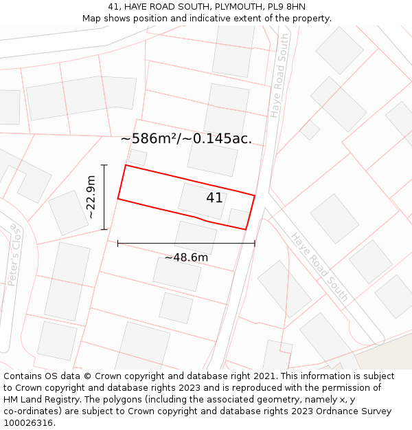 41, HAYE ROAD SOUTH, PLYMOUTH, PL9 8HN: Plot and title map