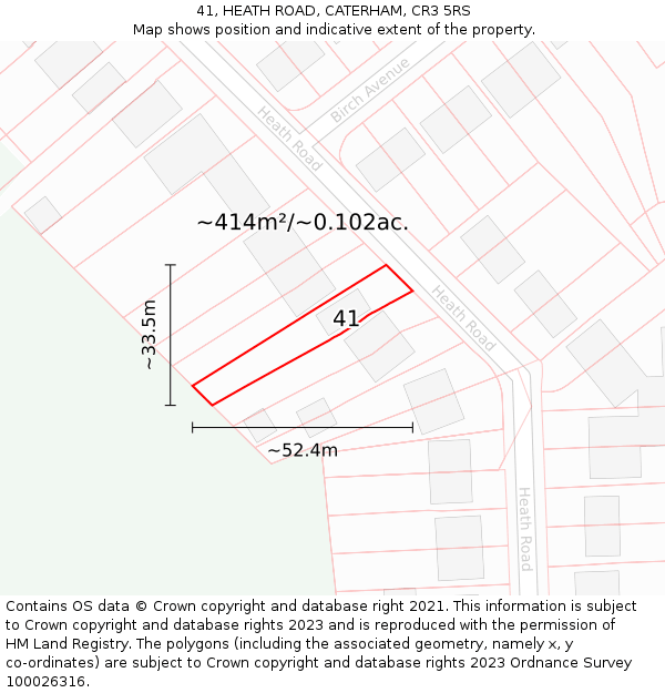 41, HEATH ROAD, CATERHAM, CR3 5RS: Plot and title map