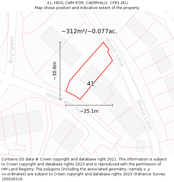 41, HEOL CWM IFOR, CAERPHILLY, CF83 2EU: Plot and title map