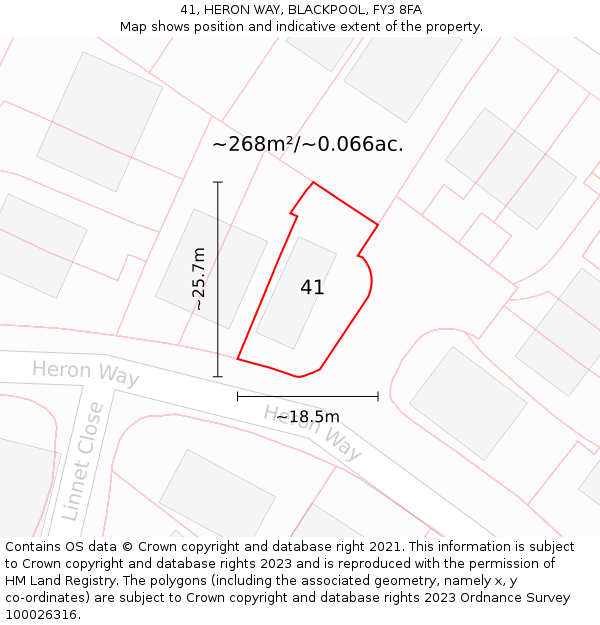41, HERON WAY, BLACKPOOL, FY3 8FA: Plot and title map