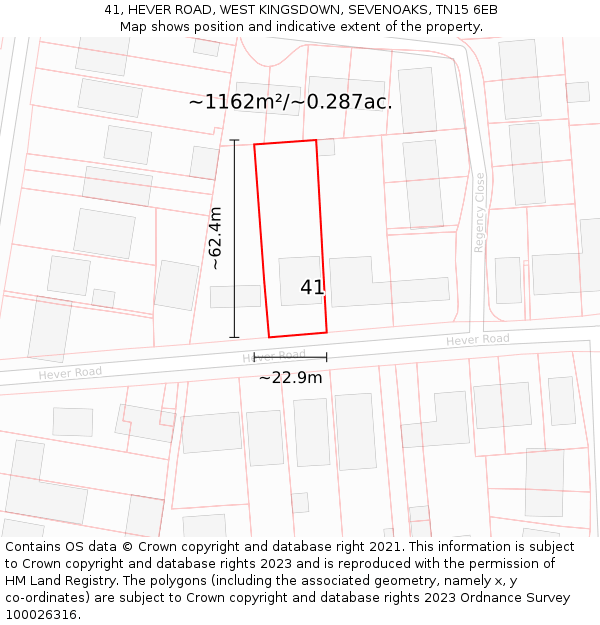 41, HEVER ROAD, WEST KINGSDOWN, SEVENOAKS, TN15 6EB: Plot and title map