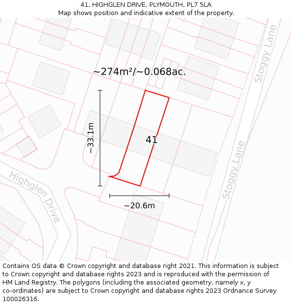 41, HIGHGLEN DRIVE, PLYMOUTH, PL7 5LA: Plot and title map
