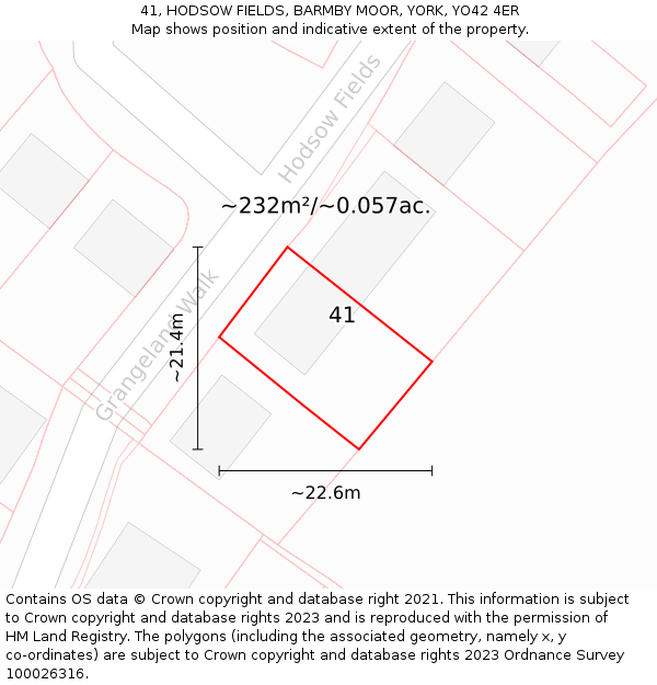 41, HODSOW FIELDS, BARMBY MOOR, YORK, YO42 4ER: Plot and title map