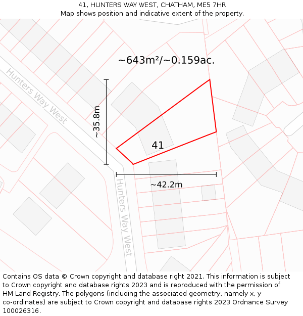 41, HUNTERS WAY WEST, CHATHAM, ME5 7HR: Plot and title map