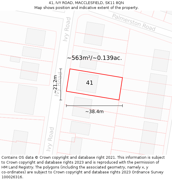 41, IVY ROAD, MACCLESFIELD, SK11 8QN: Plot and title map