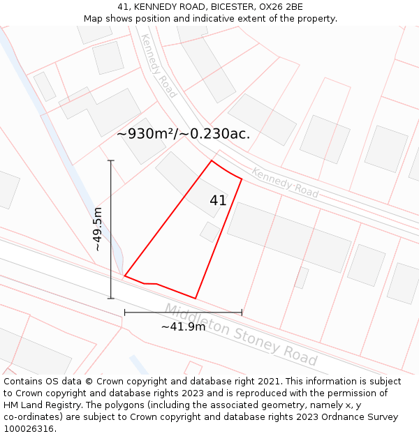 41, KENNEDY ROAD, BICESTER, OX26 2BE: Plot and title map