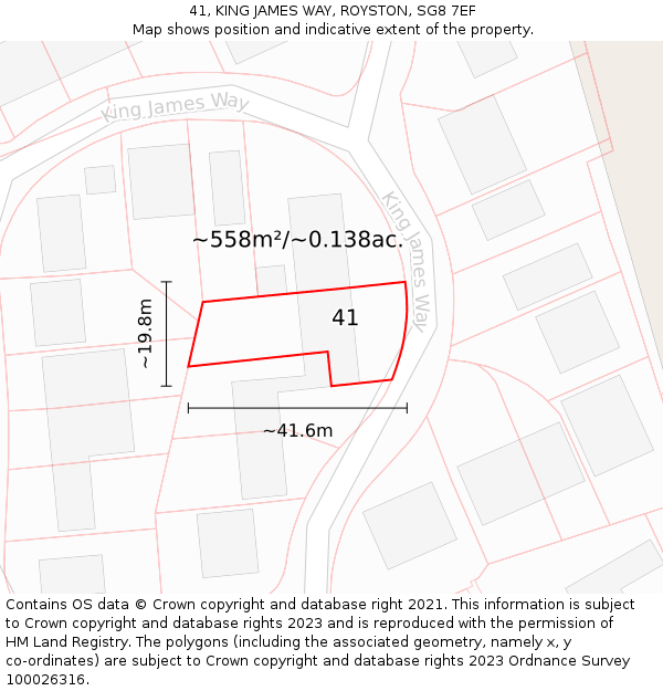 41, KING JAMES WAY, ROYSTON, SG8 7EF: Plot and title map