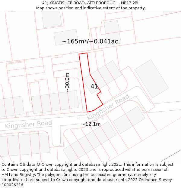 41, KINGFISHER ROAD, ATTLEBOROUGH, NR17 2RL: Plot and title map