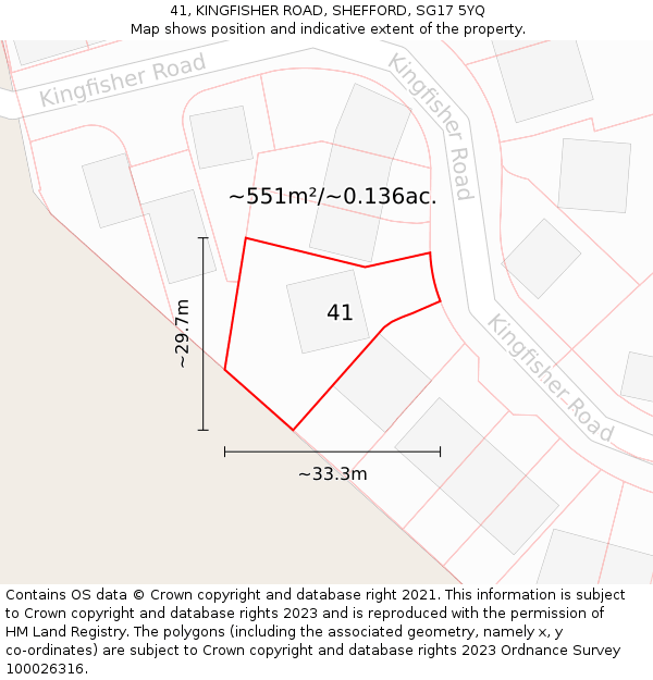 41, KINGFISHER ROAD, SHEFFORD, SG17 5YQ: Plot and title map