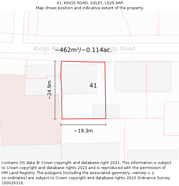 41, KINGS ROAD, ILKLEY, LS29 9AR: Plot and title map