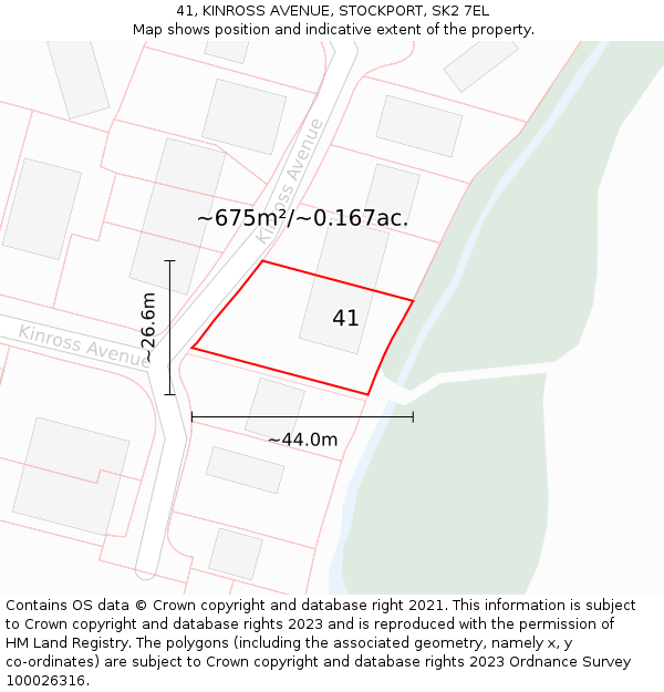 41, KINROSS AVENUE, STOCKPORT, SK2 7EL: Plot and title map