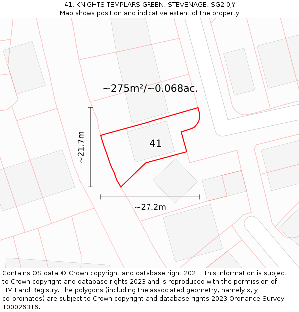 41, KNIGHTS TEMPLARS GREEN, STEVENAGE, SG2 0JY: Plot and title map