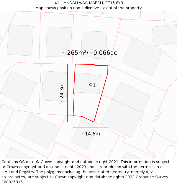 41, LANDAU WAY, MARCH, PE15 8YB: Plot and title map