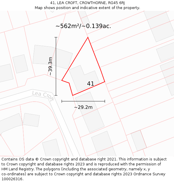 41, LEA CROFT, CROWTHORNE, RG45 6RJ: Plot and title map