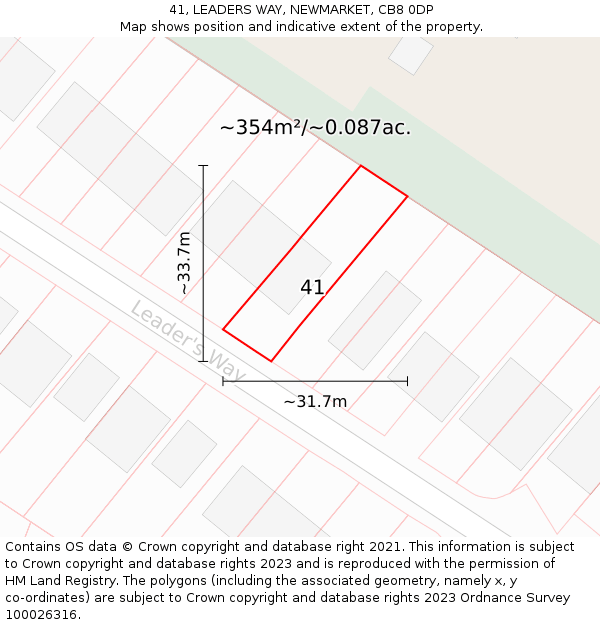 41, LEADERS WAY, NEWMARKET, CB8 0DP: Plot and title map