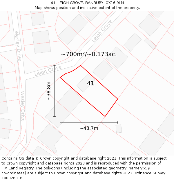 41, LEIGH GROVE, BANBURY, OX16 9LN: Plot and title map