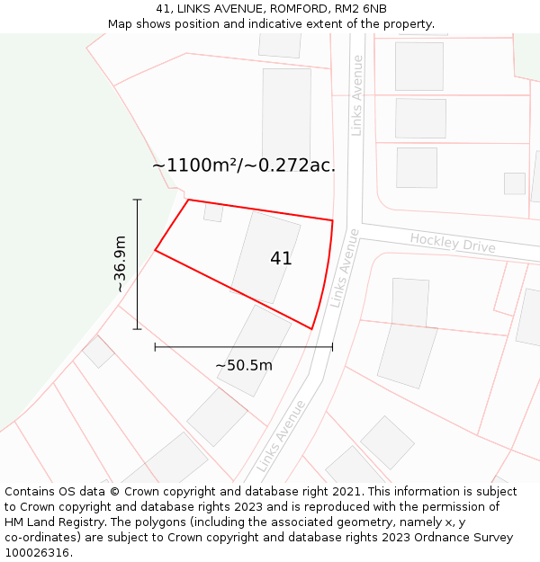 41, LINKS AVENUE, ROMFORD, RM2 6NB: Plot and title map