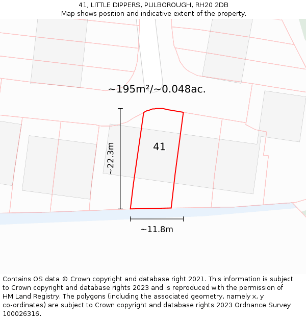 41, LITTLE DIPPERS, PULBOROUGH, RH20 2DB: Plot and title map