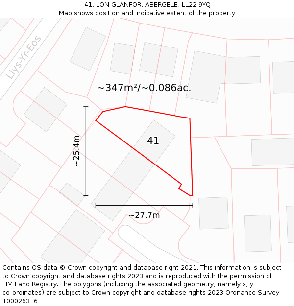 41, LON GLANFOR, ABERGELE, LL22 9YQ: Plot and title map