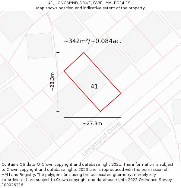 41, LONGMYND DRIVE, FAREHAM, PO14 1SH: Plot and title map