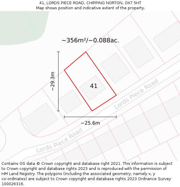 41, LORDS PIECE ROAD, CHIPPING NORTON, OX7 5HT: Plot and title map