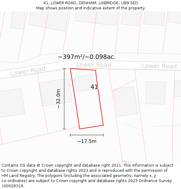 41, LOWER ROAD, DENHAM, UXBRIDGE, UB9 5ED: Plot and title map