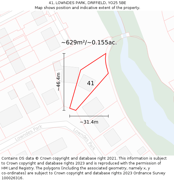 41, LOWNDES PARK, DRIFFIELD, YO25 5BE: Plot and title map