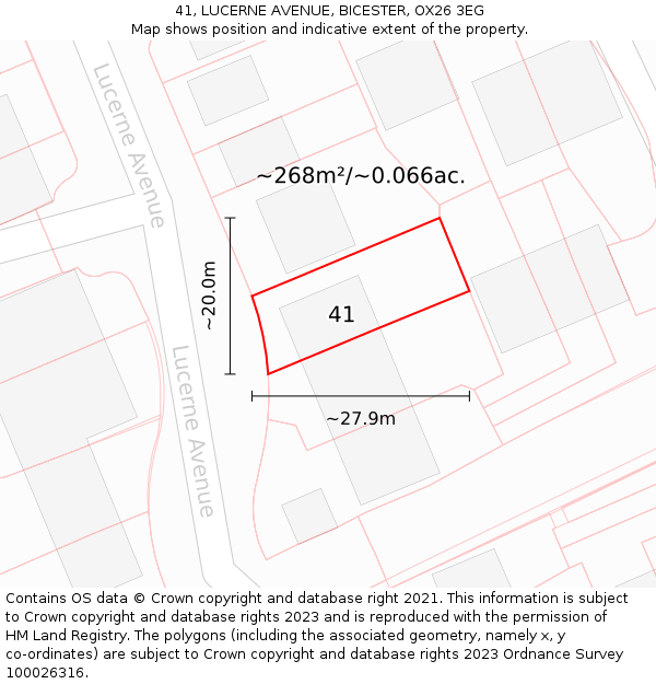 41, LUCERNE AVENUE, BICESTER, OX26 3EG: Plot and title map