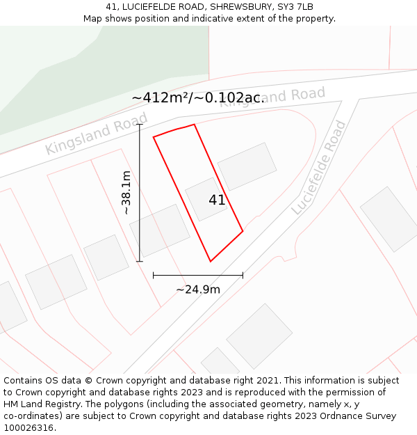 41, LUCIEFELDE ROAD, SHREWSBURY, SY3 7LB: Plot and title map
