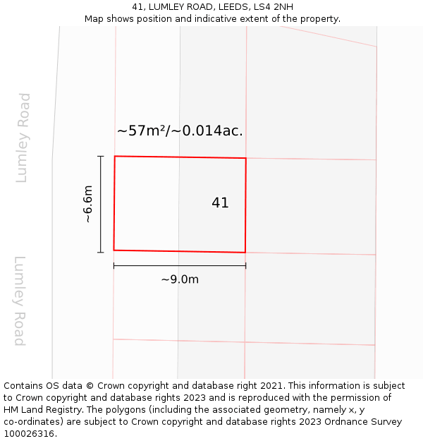 41, LUMLEY ROAD, LEEDS, LS4 2NH: Plot and title map