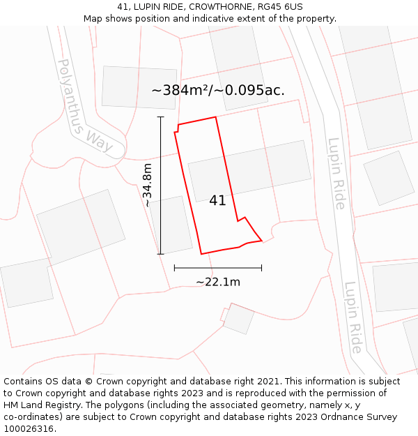 41, LUPIN RIDE, CROWTHORNE, RG45 6US: Plot and title map