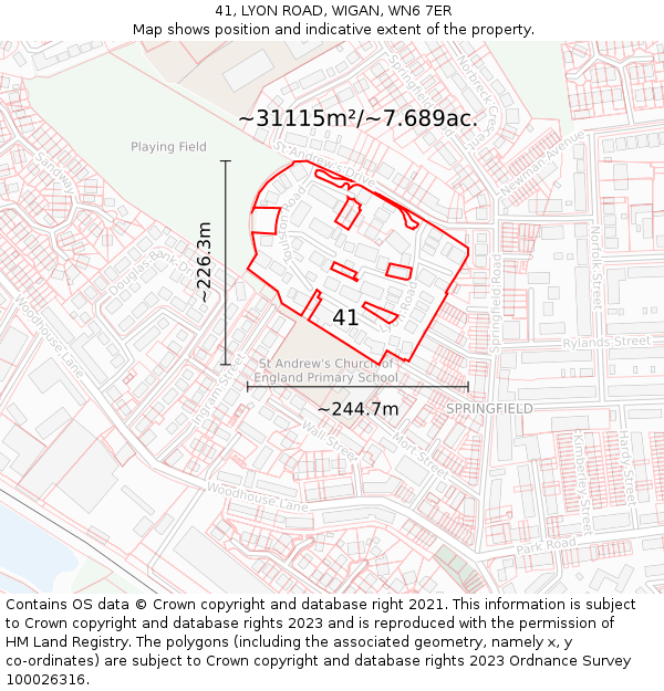 41, LYON ROAD, WIGAN, WN6 7ER: Plot and title map