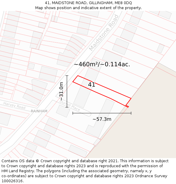 41, MAIDSTONE ROAD, GILLINGHAM, ME8 0DQ: Plot and title map