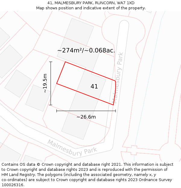 41, MALMESBURY PARK, RUNCORN, WA7 1XD: Plot and title map