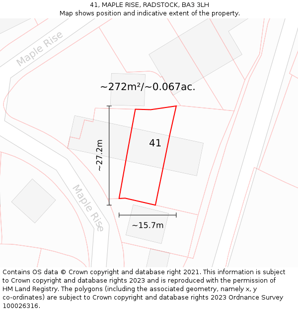 41, MAPLE RISE, RADSTOCK, BA3 3LH: Plot and title map