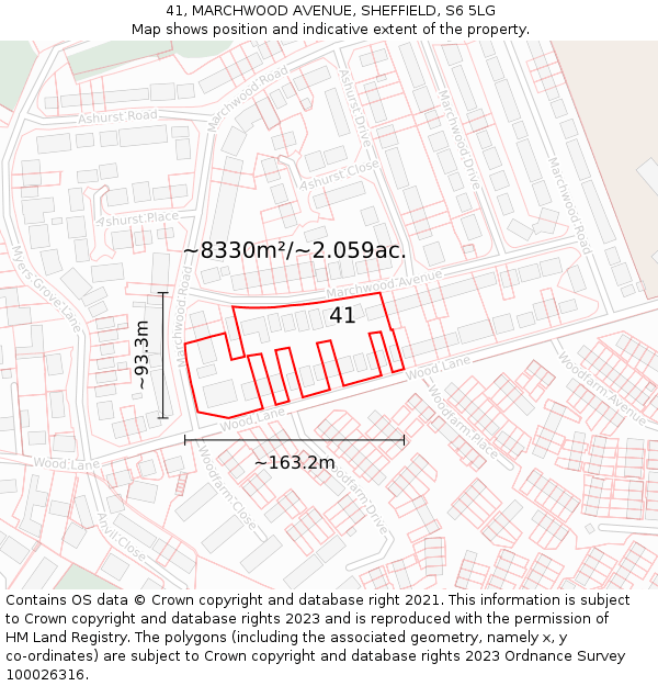 41, MARCHWOOD AVENUE, SHEFFIELD, S6 5LG: Plot and title map