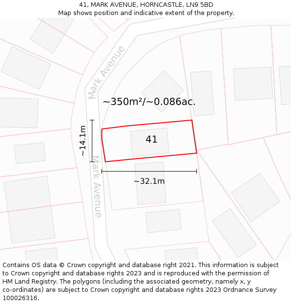 41, MARK AVENUE, HORNCASTLE, LN9 5BD: Plot and title map