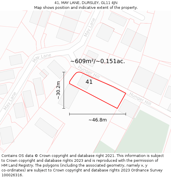 41, MAY LANE, DURSLEY, GL11 4JN: Plot and title map