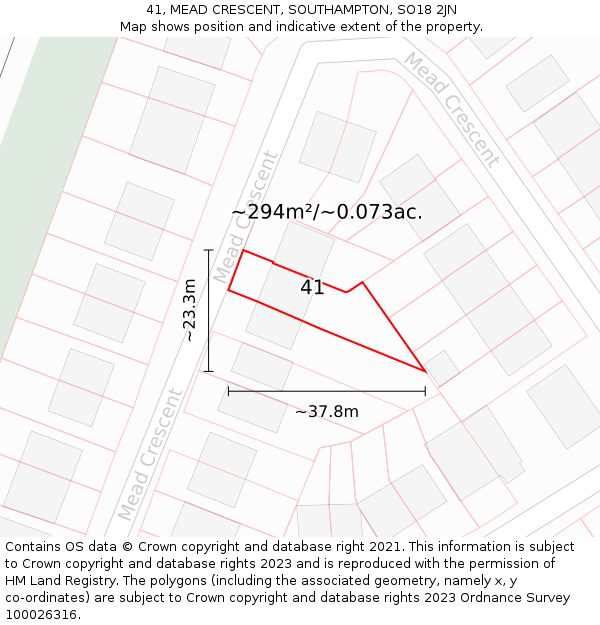 41, MEAD CRESCENT, SOUTHAMPTON, SO18 2JN: Plot and title map