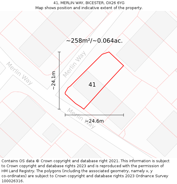 41, MERLIN WAY, BICESTER, OX26 6YG: Plot and title map