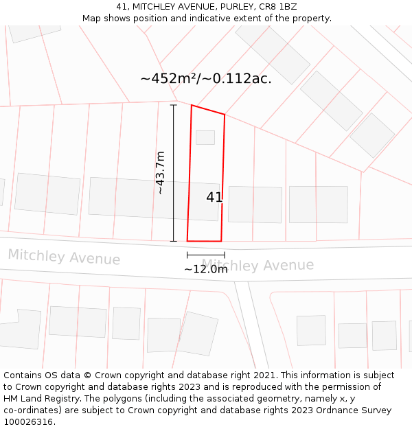 41, MITCHLEY AVENUE, PURLEY, CR8 1BZ: Plot and title map