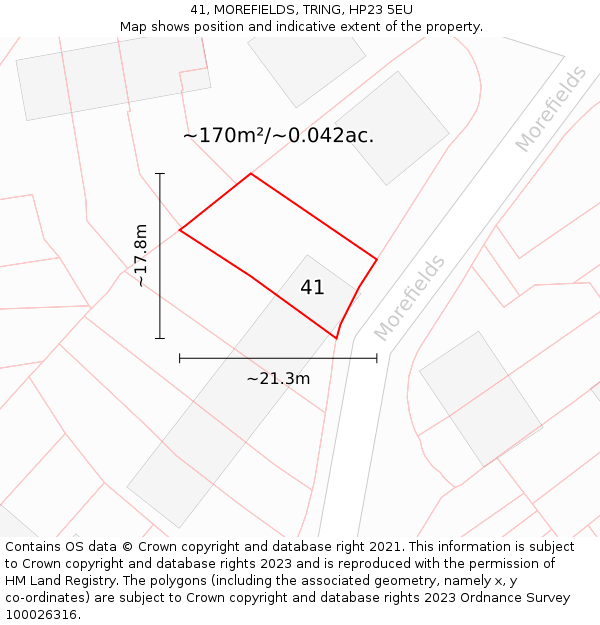 41, MOREFIELDS, TRING, HP23 5EU: Plot and title map